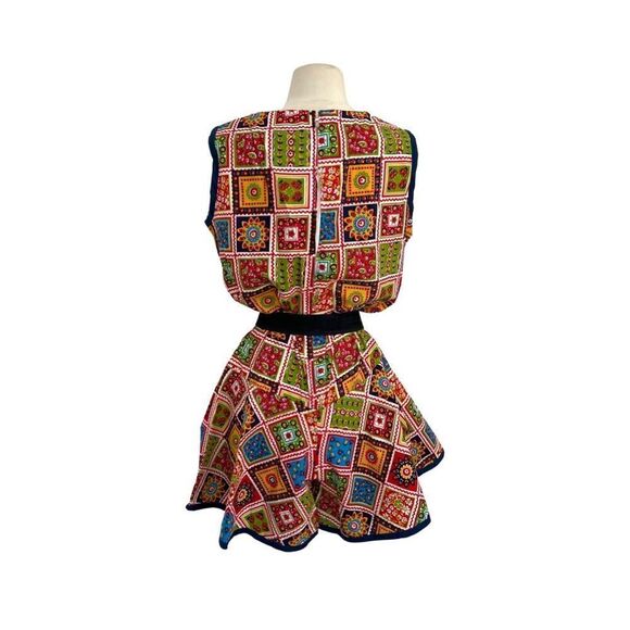 RARE 1970s HANDMADE ONE OF A KIND HIPPIE PATCHWORK DROP WAIST ROMPER PLAYSUIT - Picture 3 of 6